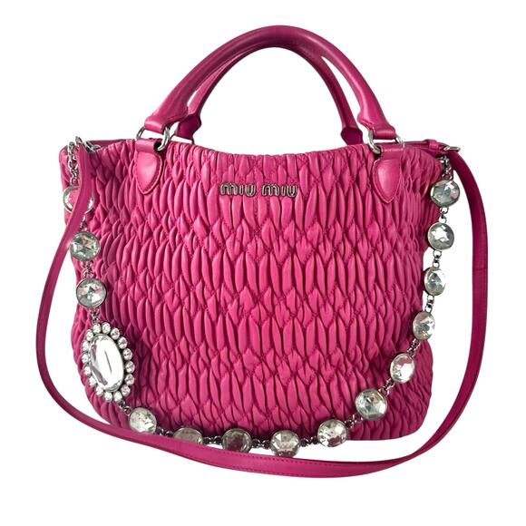Miu Miu Matelasse Crystal Two-Way Tote Bag - Picture 1 of 8